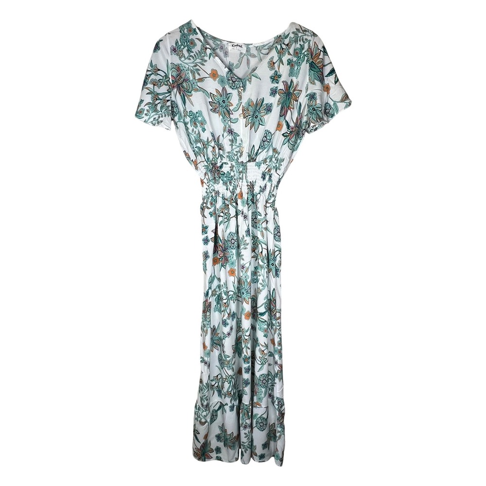 Anthropologie Kindrid Boho Maxi Dress Spring Wedding Guest S Short Sleeve V-Neck